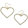 Gold Plated Stainless Steel Heart-Shaped Earrings with Clear Crystals - 33mm length Gold Plated Stainless Steel Heart-Shaped Earrings with Clear Crystals - 33mm length