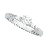  : 14K White Gold 1/2 ct. Round and Baguette Cut Diamond Ring