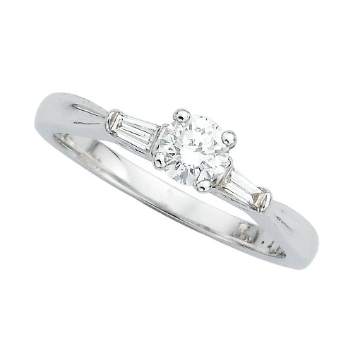 14K White Gold 1/2 ct. Round and Baguette Cut Diamond Ring