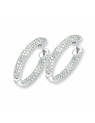 1.3 Carat 14K White Gold Diamond In-Out Hinged Hoop Earrings