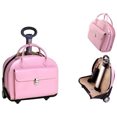 Mcklein W Series Glen Ellyn Leather Detachable Wheeled Briefcase Pink