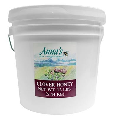 Anna's Gourmet All-Natural Clover Honey Pail 12 Lb. 100% Pure US Grade A Raw Natural Honey