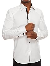 Hot Sale Stone Rose French Cuff Shirt with Sphere Butons & Knot Cufflinks (Included) (2XL (Size 6))