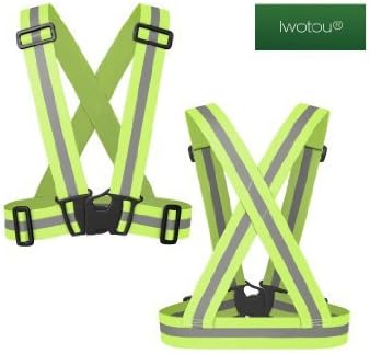 Best Reflective Belt, Iwotou Fully Adjustable / High Visibility / Lightweight Reflective Safety Belt Perfectly for Outdoor Activities: Reflective Running Vest, Cycling Vest, Motorcycle Safety Vest, Dog Walking Vest and ect, Neon Green