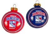 New York Rangers NHL Property of Set 2 Ball Christmas Ornaments