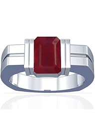14K White Gold Emerald Cut Ruby Solitaire Ring
