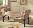 Bench with Rolled Arm Beige Microfiber