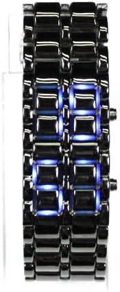 New LED Light Mens Womens men digital Sport Wrist Watch (black wrist with blue led)