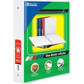 Bazic 1.5 White 3Ring View Binder w/ 2Pockets Case Pack 24