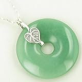 Lucky Leaf Money Amulet Aventurine 925 Silver Pendant Necklace