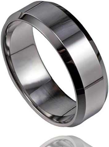 MSK 7mm Men's High Polished Plain Beveled Edge Tungsten Carbide Wedding Band Ring Size 6.5 to 11.5 (11.5)