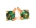 18k Yellow Gold Natural Emerald Stud Earrings Ct.tw 0.35