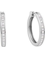 14KT White Gold 1.00 CTW Diamond Invisible Hoops