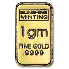 (1 gm) .999 Fine Gold Bar - (No Assay Card)