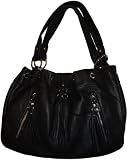 Women's B Makowsky Purse Handbag Dakota E/W Shopper Black Genuine Leather
