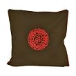 Handmade Dark Brown & Red Cushion Cover / Pillow Sham - Chinese Fortune & Lotus Flower Symbol