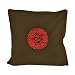 Handmade Dark Brown & Red Cushion Cover / Pillow Sham - Chinese Fortune & Lotus Flower Symbol