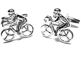 Silver Bike Bicycle Rider Cufflinks w/Gift Box