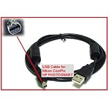 Buy 6FT PTC Premium USB A to mini-B 8pin USB cable for Nikon Coolpix, HP PHOTOSMART,... by PTC