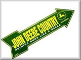 John Deere Country Signs Size: 6x20 Arrow Sign Yellow & White on Green Background