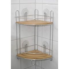 Edle Bambus Badablage - 2 Etagen Eckregal - Badregal - Duschablage - Duschregal