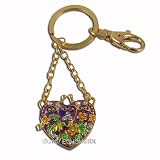 Purple Heart Locket Crystals Purse Charm Keyring