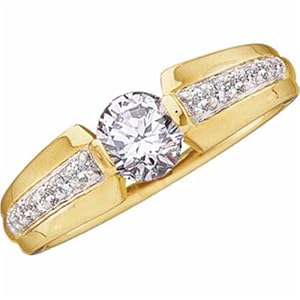 14K Two Tone Semi Mount Diamond Engagement Ring (Center stone is not included)