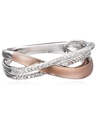 14K Rose Gold Plated Sterling Silver Diamond Bold Ring (1/6 Cttw, I-J Color, I2-I3 Clarity)