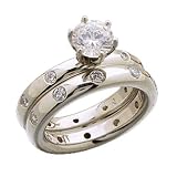 Platinum Chic Dotted Ladies Diamond Wedding Ring Set (Center stone is not included)