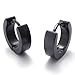 KONOV Jewelry Plain Black Stainless Steel Mens Huggie Hinged Hoop Earrings, 2pcs, Black