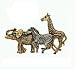Two-Tone African Animal with Green Crystal Brooch Pin