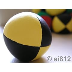 Jonglierball: HENRYS Beanbag Premium (Glattleder) 67 mm, schwarz-gelb (St�ckpreis)