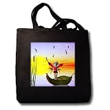 413JAnsAbTL. SL160  Fairy On Pond On Leaf Boat   Washed Denium Tote Bag 14w X 14h X 3d Reviews