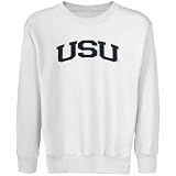 NCAA Utah State Aggies Youth White Arch Applique Crew Neck Fleece Sweatshirt