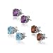 Jewelry : Sterling Silver 3-Pair Set 8x6mm Oval Gemstone Earrings (Amethyst, Garnet, Blue Topaz)