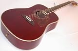 Oscar Schmidt OG21TTR Dreadnought Acoustic Guitar, Onboard Built in Tuner, Mahogany, Transparent Red