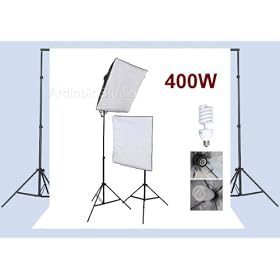 Ardinbir Studio Photo 400w Continuous Light Softbox Lighting Kit and Background Backdrop Support System