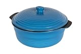Pinnacle Ceramic Non-Stick Bakeware, 3 Quart Round Baker with Lid, Blue