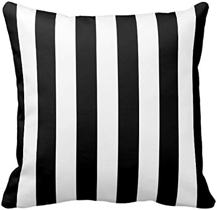 Cotton Square Decorative Throw Pillow Case Cushion Cover Black and White Striped Pillow Cover 16" x 16"