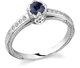 Genevieve Blue Sapphire and Diamond Ring, 14K White Gold