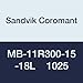 Sandvik Coromant MB-11R300-15-18L 1025 PVD Coated Carbide CoroCut MB Parting and Grooving Insert for Profiling, 1.5 mm Nose Radius, Positive Rake Chip Breaker, Size 11 (Pack of 10)