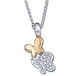 Sparkling Round Cut Diamonds, 14Kt. Two Tone Gold. Butterfly Diamond Fancy Necklace