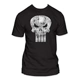 Marvel Comics - Mens The Punisher White Logo Distressed Fitted T-Shirt In Black, Size: X-Large, Color: Black