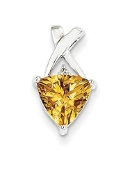 14k White Gold Citrine and White Topaz Trillion Pendant