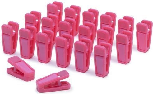 Verdant Garden - Slim-line Set of Finger Clips, Clothes Hanger Clips (100, Pink)