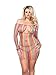 Leg Avenue Women's Plus Size Rainbow Striped Keyhole Fishnet Mini Dress