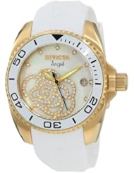 Invicta Womens 0488 Angel Collection Cubic Zirconia Accented Polyurethane Watch