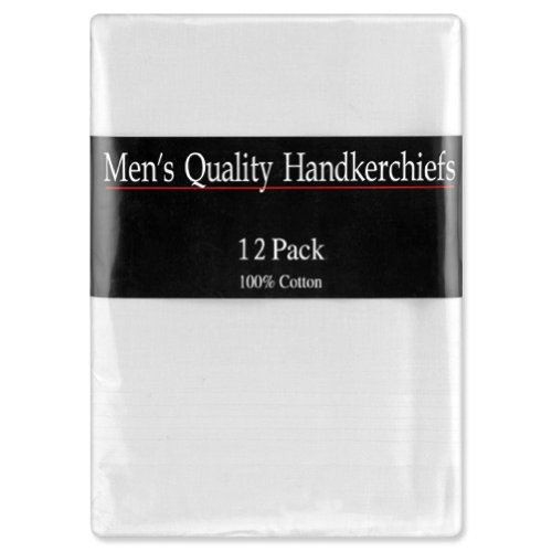 Men's Cotton Handkerchief 12 Pack by Umo Lorenzo in White