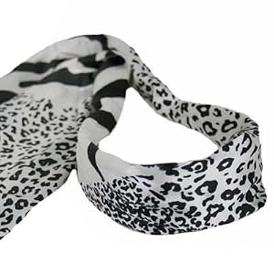 Buy BLACK and WHITE ZEBRA PRINT SCARF LONG TAIL HAIR BAND by Luxury Divas
