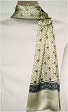 Twilled Ornamental Print on Greenish Silver - Silk Mens Scarf 11.5x62